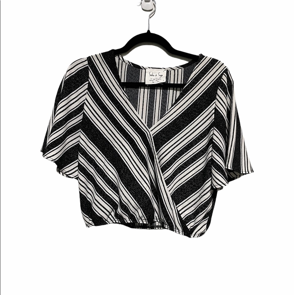 Black & White Striped Crop Top